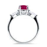 Three Stone Ring Kite Shape Accent Round Cubic Zirconia 925 Sterling Silver