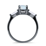 Three Stone Ring Kite Shape Accent Round Cubic Zirconia 925 Sterling Silver