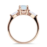 Three Stone Ring Kite Shape Accent Round Cubic Zirconia 925 Sterling Silver