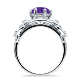 Art Deco Ring Sunflower Design Round Cubic Zirconia 925 Sterling Silver