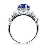 Art Deco Ring Sunflower Design Round Cubic Zirconia 925 Sterling Silver