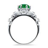 Art Deco Ring Sunflower Design Round Cubic Zirconia 925 Sterling Silver