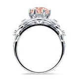 Art Deco Ring Sunflower Design Round Cubic Zirconia 925 Sterling Silver