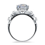 Two Sunflower Design Round Natural Moonstone Ring 925 Sterling Silver