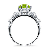 Art Deco Ring Sunflower Design Round Cubic Zirconia 925 Sterling Silver