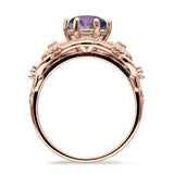 Art Deco Ring Sunflower Design Round Cubic Zirconia 925 Sterling Silver