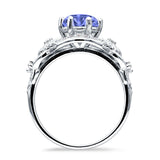 Art Deco Ring Sunflower Design Round Cubic Zirconia 925 Sterling Silver