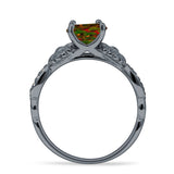 Vintage Style Sunflower Marquise Round Cubic Zirconia Ring 925 Sterling Silver