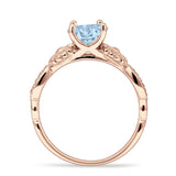 Vintage Style Sunflower Marquise Round Natural Aquamarine Ring 925 Sterling Silver