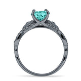 Vintage Style Sunflower Marquise Round Cubic Zirconia Ring 925 Sterling Silver