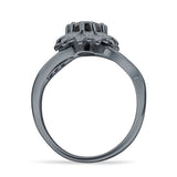 Sunflower Ring Infinity Twisted Round Cubic Zirconia 925 Sterling Silver