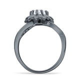 Sunflower Ring Infinity Twisted Round Cubic Zirconia 925 Sterling Silver