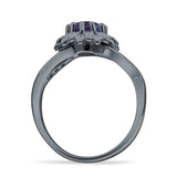 Sunflower Ring Infinity Twisted Round Lab Alexandrite 925 Sterling Silver