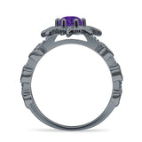 Sun Ring Round Cubic Zirconia 925 Sterling Silver