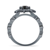 Sun Ring Round Cubic Zirconia 925 Sterling Silver