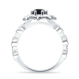 Sun Ring Round Natural Black Onyx 925 Sterling Silver