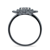Flower Engagement Ring Cocktail Cubic Zirconia 925 Sterling Silver