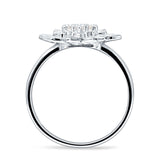 Flower Engagement Ring Cocktail Cubic Zirconia 925 Sterling Silver