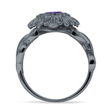 Sunflower Twisted Vine Leaf Engagement Ring Cubic Zirconia 925 Sterling Silver