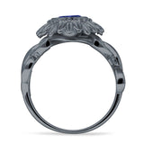 Sunflower Twisted Vine Leaf Engagement Ring Cubic Zirconia 925 Sterling Silver