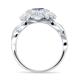 Sunflower Twisted Vine Leaf Engagement Ring Cubic Zirconia 925 Sterling Silver