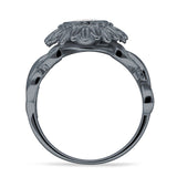 Sunflower Twisted Vine Leaf Engagement Ring Cubic Zirconia 925 Sterling Silver