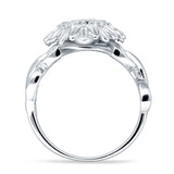 Sunflower Twisted Vine Leaf Engagement Ring Cubic Zirconia 925 Sterling Silver