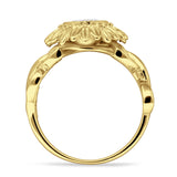Sunflower Twisted Vine Leaf Engagement Ring Cubic Zirconia 925 Sterling Silver