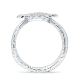 Sunflower Hammered Design Engagement Ring Cubic Zirconia 925 Sterling Silver