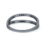 Half Eternity Ring Wedding Engagement Band Round Simulated Cubic Zirconia 925 Sterling Silver (6mm)