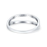 Half Eternity Ring Wedding Engagement Band Round Simulated Cubic Zirconia 925 Sterling Silver (6mm)