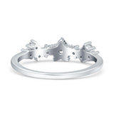 Half Eternity Star Three Stone Round Wedding Ring Simulated Cubic Zirconia 925 Sterling Silver