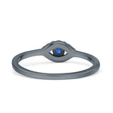 Eye Evil Wedding Engagement Ring Round Simulated Blue Sapphire Cubic Zirconia 925 Sterling Silver