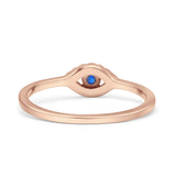 Eye Evil Wedding Engagement Ring Round Simulated Blue Sapphire Cubic Zirconia 925 Sterling Silver