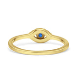 Eye Evil Wedding Engagement Ring Round Simulated Blue Sapphire Cubic Zirconia 925 Sterling Silver