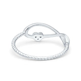 Infinity & Heart Ring Wedding Engagement Band Round Simulated Cubic Zirconia 925 Sterling Silver (7mm)
