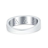 Half Eternity Ring Wedding Engagement Band Triangle White Opal Simulated Cubic Zirconia 925 Sterling Silver