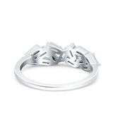 Half Eternity Ring Wedding Engagement Band Baguette Simulated Cubic Zirconia 925 Sterling Silver (6mm)