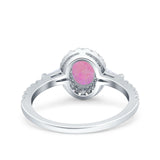 Halo Oval Art Deco Wedding Engagement Ring Simulated Cubic Zirconia 925 Sterling Silver