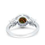 Halo Art Deco Wedding Engagement Bridal Ring Round Simulated Cubic Zirconia 925 Sterling Silver