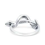 Half Eternity Snake Ring Band Simulated Cubic Zirconia 925 Sterling Silver (9mm)
