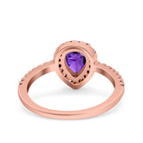 Pear Art Deco Multi Color Wedding Bridal Ring Simulated Cubic Zirconia 925 Sterling Silver