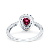Pear Art Deco Multi Color Wedding Bridal Ring Simulated Cubic Zirconia 925 Sterling Silver