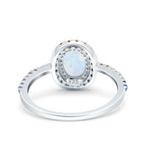 Oval Art Deco Multiple Color Wedding Bridal Ring Simulated Cubic Zirconia 925 Sterling Silver