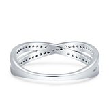 Crisscross Wedding Eternity Ring Cubic Zirconia 925 Sterling Silver