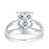 Owl Black Spinel Eye Ring Cubic Zirconia 925 Sterling Silver