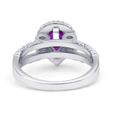 Vintage Style Pear Halo Engagement Ring Cubic Zirconia 925 Sterling Silver