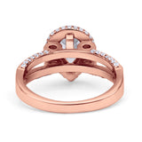 Vintage Style Pear Halo Engagement Ring Cubic Zirconia 925 Sterling Silver
