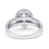 Vintage Style Pear Halo Engagement Ring Cubic Zirconia 925 Sterling Silver
