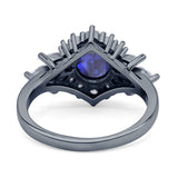 Art Deco Round Engagement Ring Cubic Zirconia 925 Sterling Silver